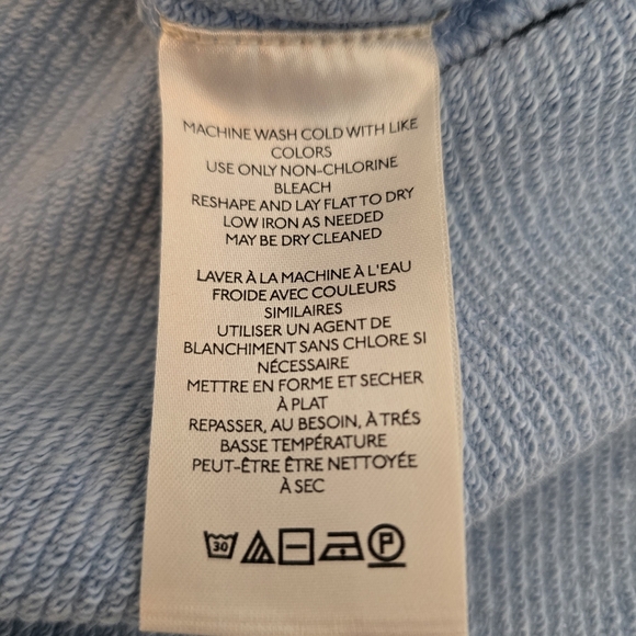 Anthropologie Pilcro Mixed Media Oversized Pullover Top Blue Balloon Sleeve Sz S - Picture 13 of 14